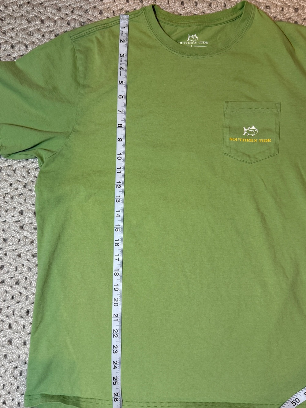 Southern Tide Short-Sleeve Pocket Tee in Green with Yellow Logo size L - Picture 8 of 8